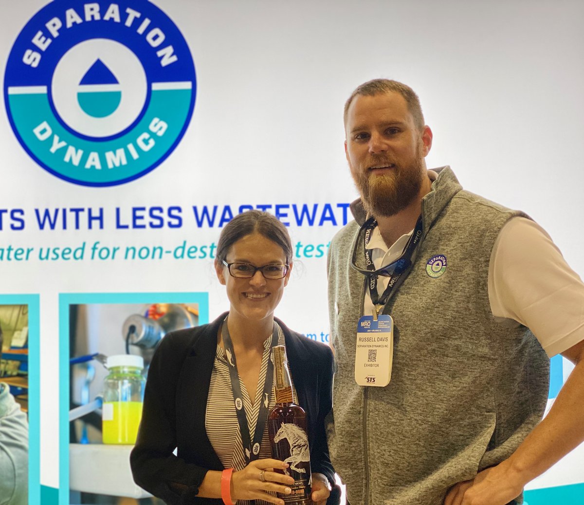 SepDynamics's tweet image. Congratulations to Jennifer Harden of Textron Aviation for winning a fine bottle of Kentucky Bourbon from Separation Dynamics to celebrate the Kentucky Derby at MRO Americas Aviation Week in Orlando, FL!