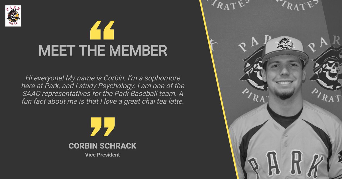 Hey Pirates! 🏴‍☠️ SAAC would like you to meet our very own Vice President, Corbin Schrack. Find out his favorite drinks down below ☕️☕️☕️ #MeetTheMember #ParkSAAC