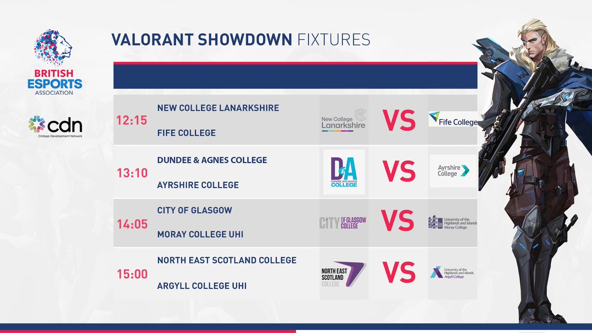 British_Esports's tweet image. The @ColDevNet Valorant Scottish Cup Quarter Finals kick off tomorrow from midday!

All the action will be covered live from 1200, on the British Esports Twitch channel! 

📺 Twitch.tv/BritishEsports

#CDNScottishCup