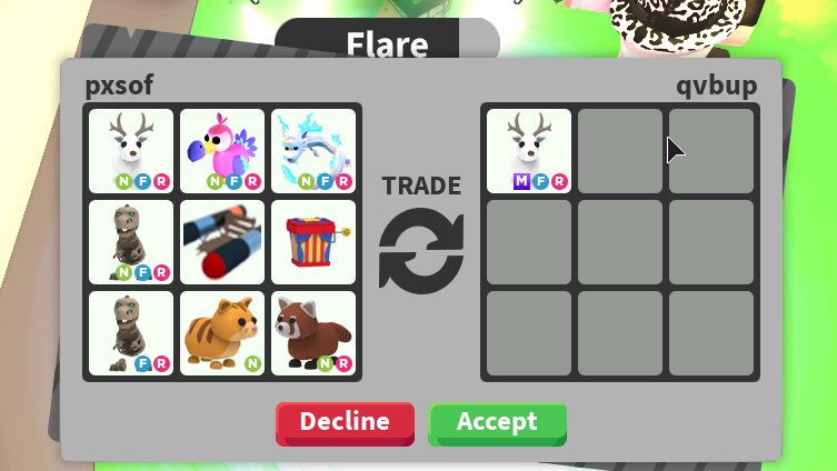 v_vxnce's tweet photo. W/F/L PLEASEE QUICK!!!! 😅 #Adoptmetrades #royalehightrades #adoptme https://t.co/VucNhJlbIa