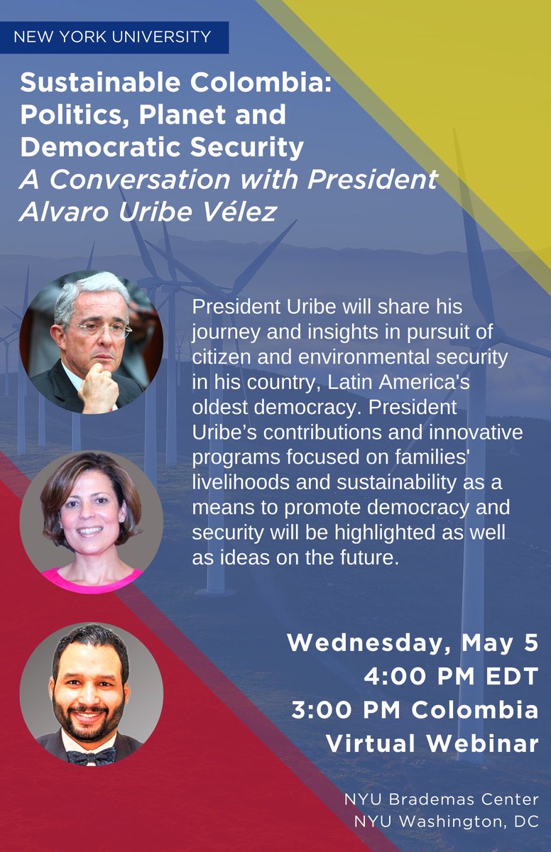 GeovannyVicentR's tweet photo. 📣Colombia is reportedly Latin America’s oldest #democracy. I’m honored to moderate an @nyuniversity @BrademasCenter #DCDialogues w/ President @AlvaroUribeVel + @deWindt_IIJS to examine achievements + challenges in #Colombia’s past, present + future.

RSVP:https://t.co/kdpkBCaiLu https://t.co/U7IXRthoJC