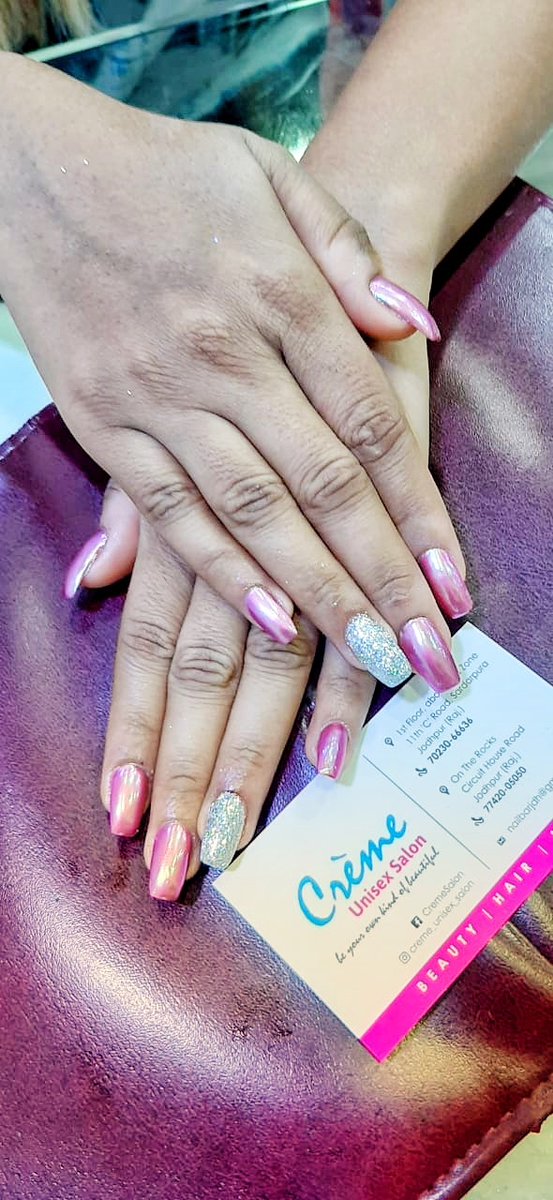CremeSalon's tweet photo. Pink 💞 is always in season!

#cremejodhpur #jodhpur #salon #ig_jodhpur #luxury #rajasthan #bluecity #fashion #2021 #pinkisalwaysagoodidea #alwaysinseason #chromenails https://t.co/qnV34hUdXR
