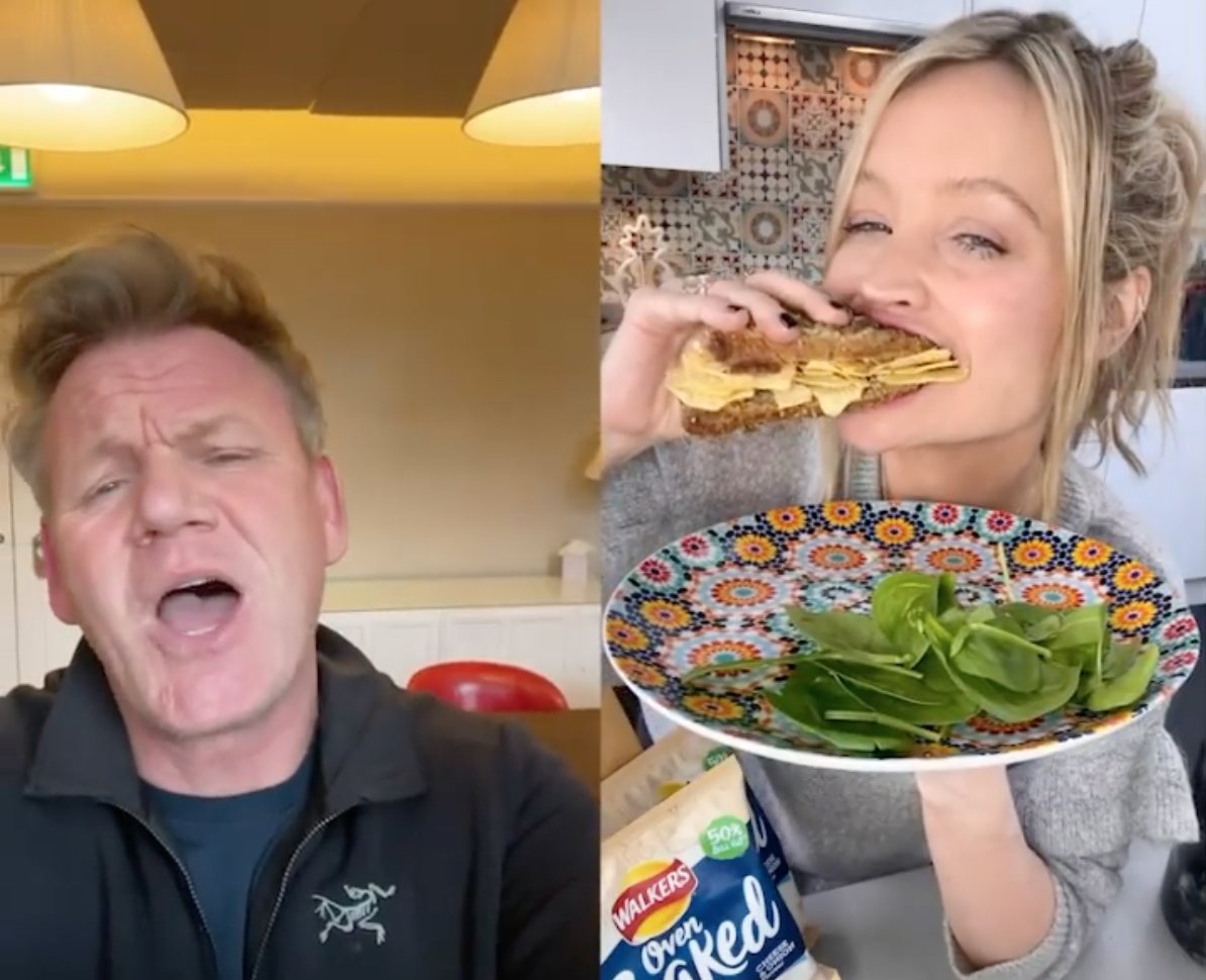 Laura Whitmore shares hilarious video of Gordon Ramsay SLATING her crisp sandwich https://t.co/E0LZxXpsZT https://t.co/hHBvytfthm