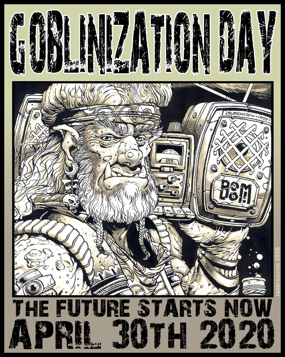 IllustratorJeff's tweet photo. Hoi Chummers. #GOBLINZATIONday is here. Enjoy the chaos and the new future. It starts now. #Shadowrun, #FASA, #Goblin, #Troll, #Elf, #Shadowrunners #Gobinization https://t.co/bKmh7LHjLb