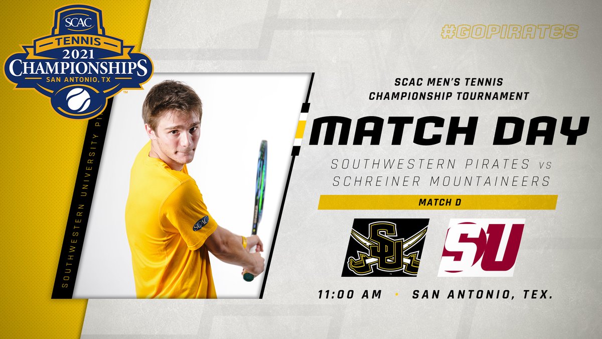 SUPirates's tweet photo. #SCACchamp | @SUPiratesTennis
π SCAC Men's Tennis Championships
π @SUMountaineers
β° 11:00 AM
π San Antonio, Texas
πΊ https://t.co/GFAPBPq5ex
π https://t.co/pZsYGL0qRI https://t.co/62bmSXQKSb