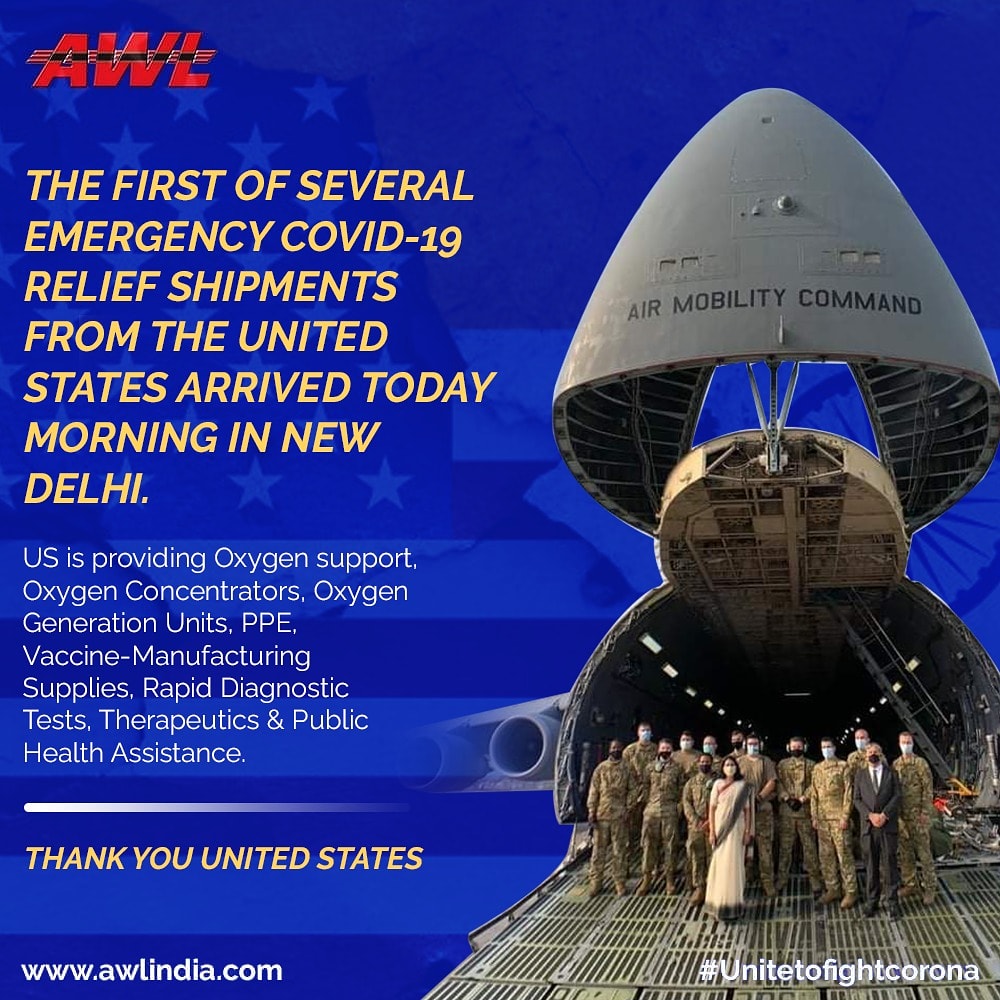 awlindia's tweet image. The First of Several Emergency Covid-19 relief shipments from the United States arrived today morning in New Delhi.
Thank you United States
.
.
#awlindia #usafriendship #usasupport #usa #usaindiafriendship #usahelp #covidprotection #covid_19 #covidsupport  #covid #covid19relief