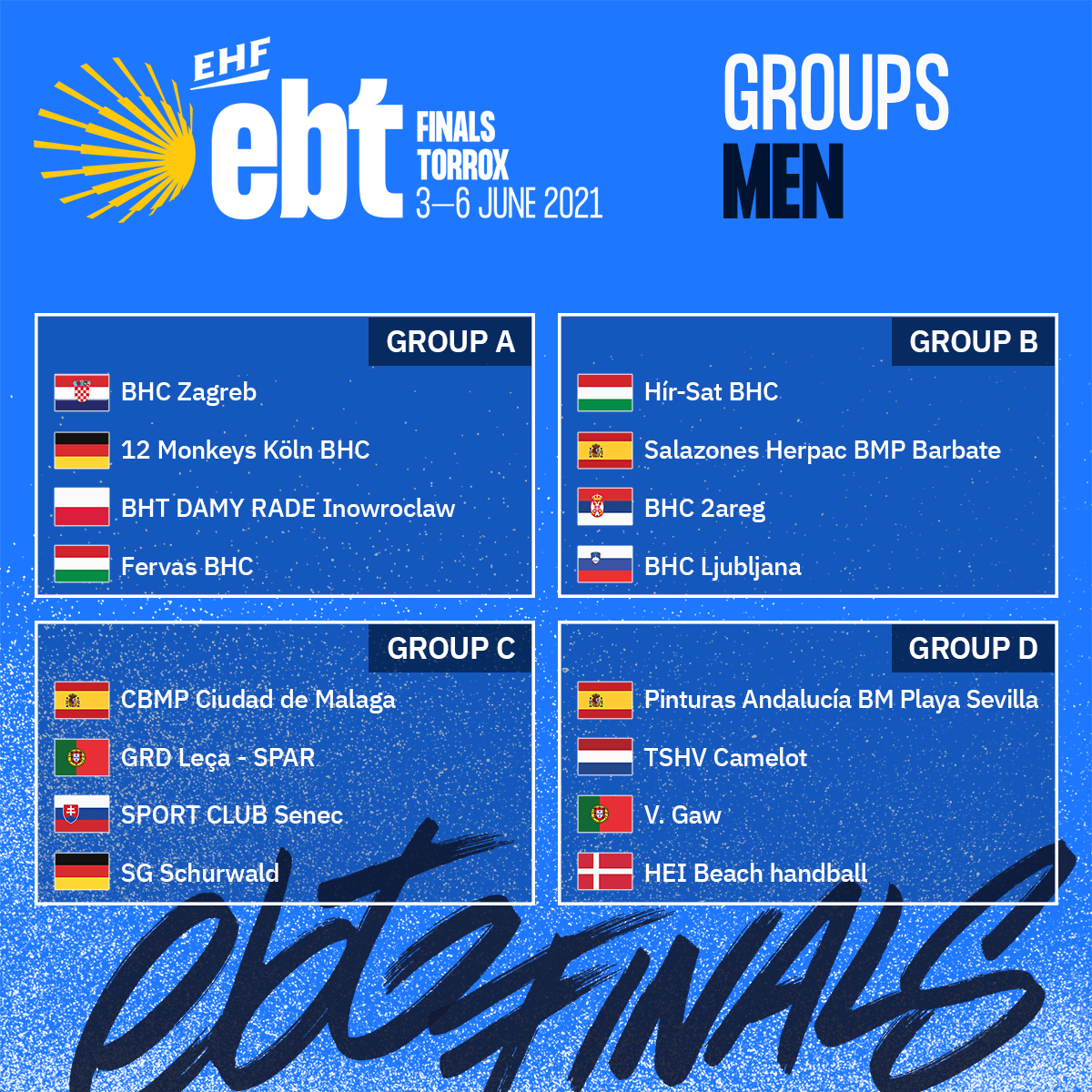 ¡Ya tenemos grupos para el #EBTFinals2021🇪🇺!

El Salazones <a href="/HerpacBarbate/">Herpac • Salazones, ahumados y conservas</a> queda encuadrado en el Grupo B: 

Hir-Sat 🇭🇺
Salazones Herpac BMP Barbate 🇪🇸
<a href="/BHC2AREG/">BHC 2AREG</a> 🇷🇸
BHC Ljubljana 🇸🇰