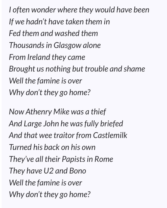 9)As the Billy Boys taps straight in to 1920s Scotland, so too does the famine song.(Lyrics below)