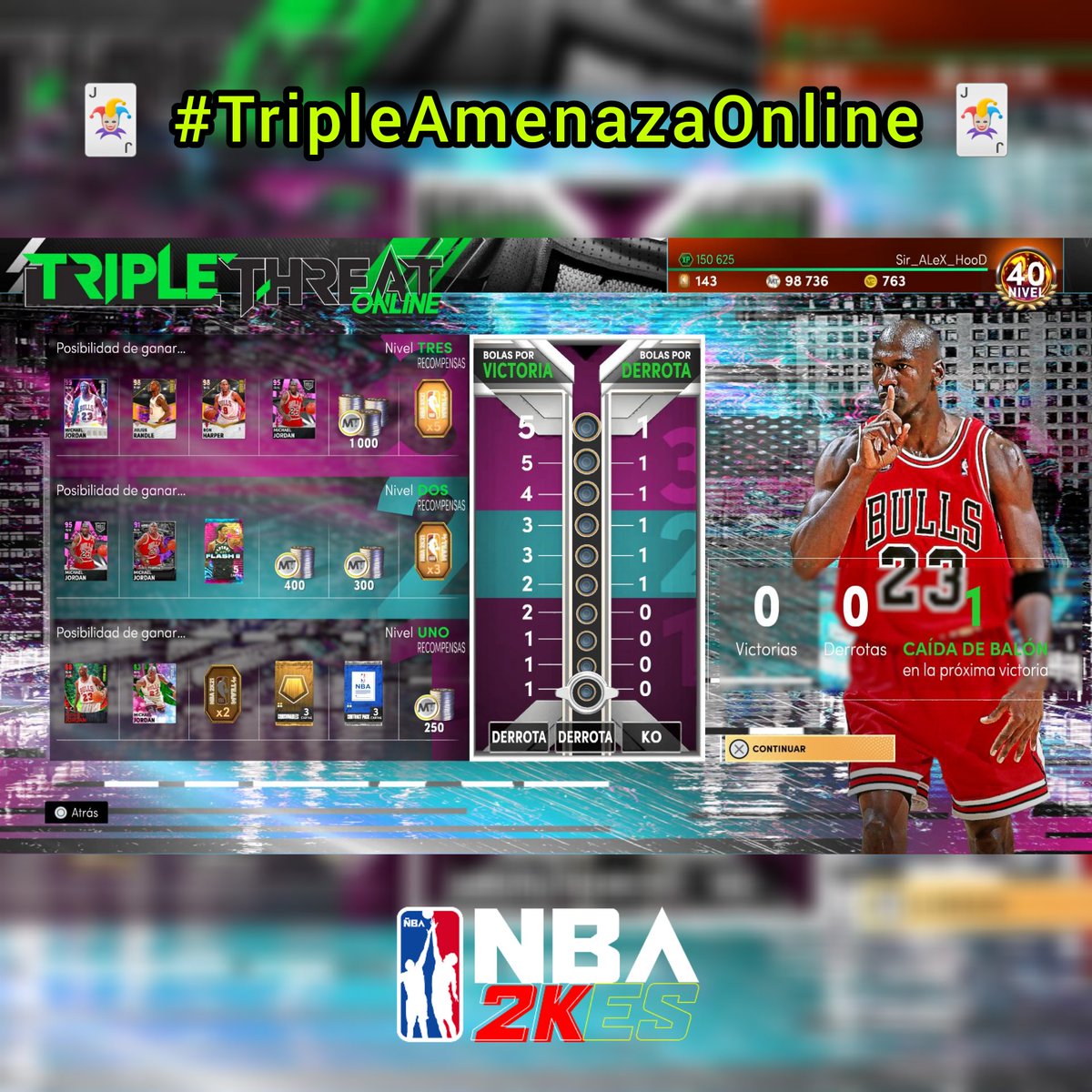 NBA_2K_ES's tweet photo. Os dejo esto por aquรญ y me voy... ๐คช
๐ต #Recompensas de este Finde en #TA y #TAO ๐ต
#TripleThreatOffline #TripleThreatOnline #MiEquipo #MyTeam #FamilyNBA2KES https://t.co/LleidDi7Sj