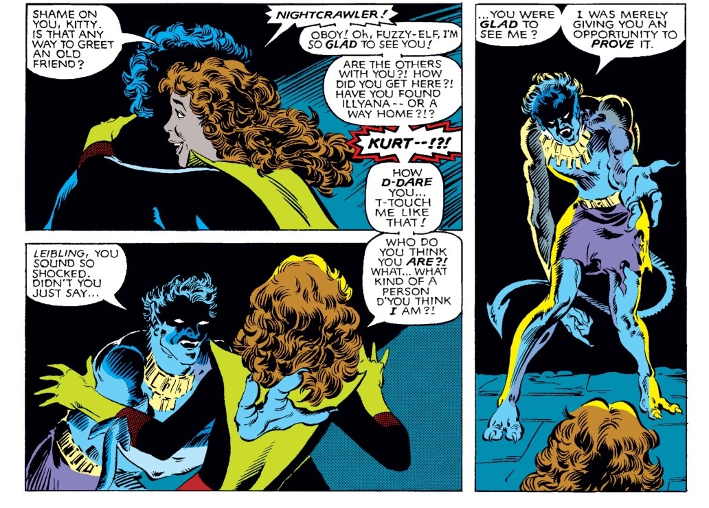 Sexual violence against women is portrayed both explicitly and implicitly throughout the Claremont run. This can be positive in terms of generating discussion and awareness for a too-often-ignored subject or negative in terms of reducing sexual violence to a narrative trope. 5/10