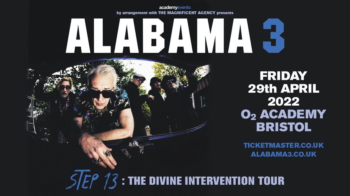 O2AcademyBris's tweet photo. .@TheAlabama3 are back π₯ Watch their fun new video for "Whacked" from new album, 'Step 13' and get tickets to 'The Divine Intervention Tour', on sale now at @TicketmasterUK #alabama3
#NewMusicFriday #NewMusic #gigs #tours #academyevents https://t.co/rdY2WVUOJI