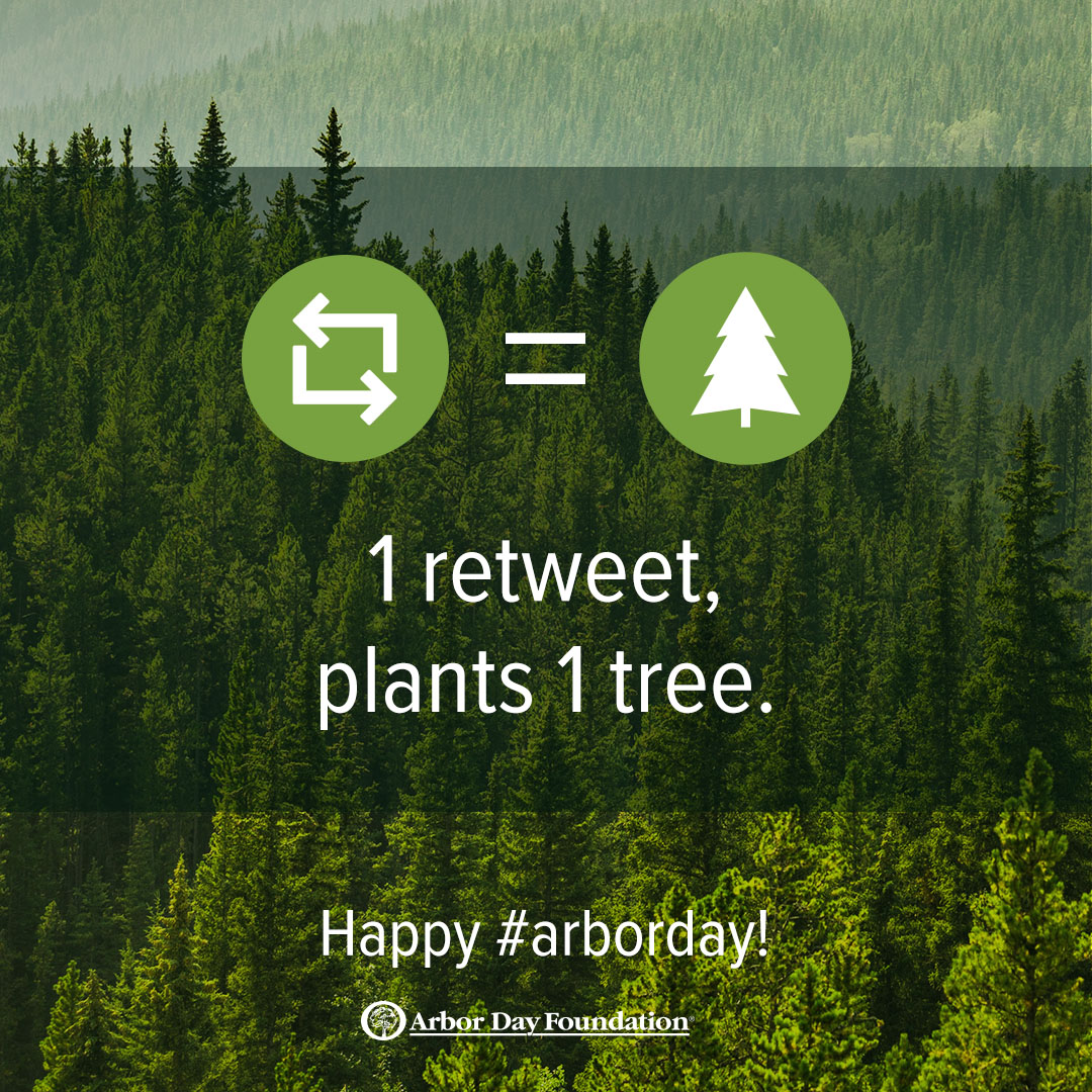 DaveyTree's tweet photo. Happy Arbor Day! 🌳 Help @arborday plant trees today! Retweet this image and use the #arborday hashtag. For every retweet, the Arbor Day Foundation will plant a tree! Let's see how many trees we can plant! #treesaretheanswer https://t.co/i7TPaS36W4