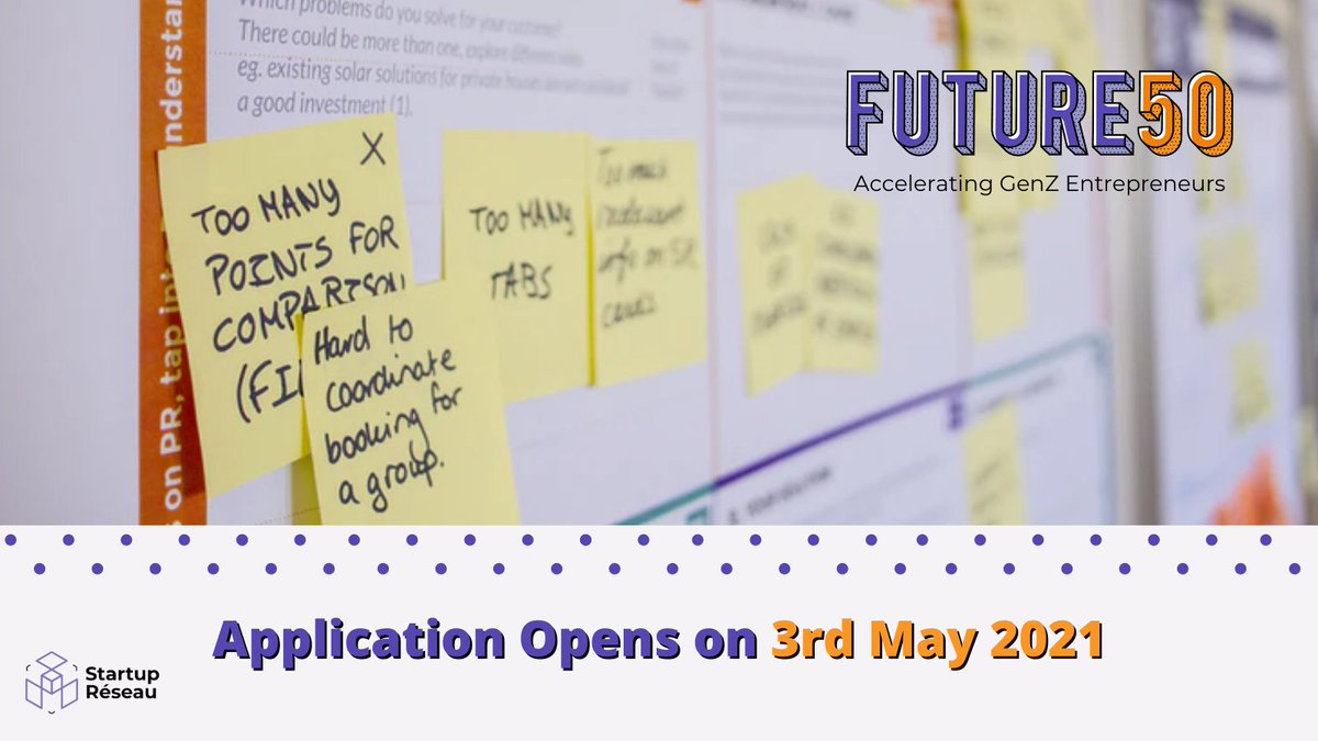📢 We are excited to announce that our application for Future50 second edition goes LIVE on Monday, 3rd May 2021 at 2pm IST.

Do not miss this opportunity to be a part of the Venture Building Experiential Learning Program. 

#Future50 #youthentrepreneurs #GenZentrepreneurs