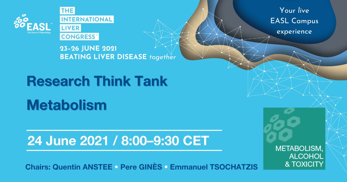 EASLnews (@easlnews) on Twitter photo The Research Think Tank will present you the latest knowledge & data from the field of metabolism, alcohol and toxicity.
➡️Register for #ILC2021 on easl.eu/ILC2021-reg & attend this session co-organised with <a href="/LITMUS_IMI/">LITMUS_Project</a> and <a href="/Liver_Screen/">LiverScreen H2020</a>.
<a href="/QAnstee/">Quentin M. Anstee</a> <a href="/DinaTiniakos/">Dina Tiniakos</a> The Research Think Tank will present you the latest knowledge & data from the field of metabolism, alcohol and toxicity.
➡️Register for #ILC2021 on easl.eu/ILC2021-reg & attend this session co-organised with <a href="/LITMUS_IMI/">LITMUS_Project</a> and <a href="/Liver_Screen/">LiverScreen H2020</a>.
<a href="/QAnstee/">Quentin M. Anstee</a> <a href="/DinaTiniakos/">Dina Tiniakos</a>