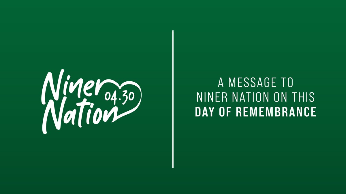 ChancellorGaber's tweet photo. Niner Nation: A message as we unite, from wherever we are, for a day of remembrance to honor the lives of Reed and Riley, the bravery of those present in Kennedy 236, and the perseverance of this extraordinary community ➡️ https://t.co/I82RZiCYEX https://t.co/FMP7H2KCCH