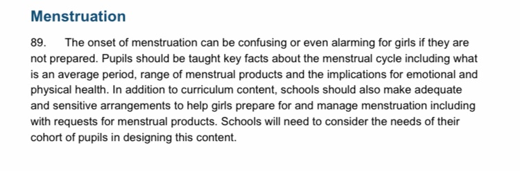 ‘People who menstruate’ is not ‘inclusive’ language. It is offensive & dehumanising. When used in public health campaigns it excludes many women. Women with LD’s, women with EAL, women with poor literacy skills. The  @educationgovuk is clear that it is girls who menstruate.
