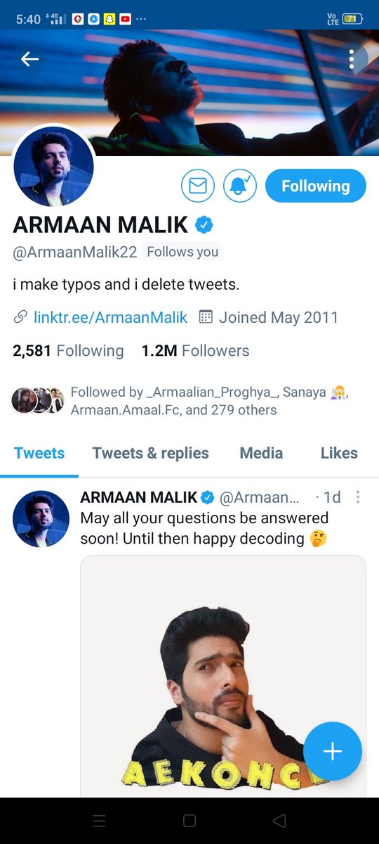 Kavya_AM22's tweet photo. i can't believe 😳 he followed me back 😭 thank you so much @ArmaanMalik22  and special thanks to @armaalians_fan https://t.co/GXxCHCFb1y