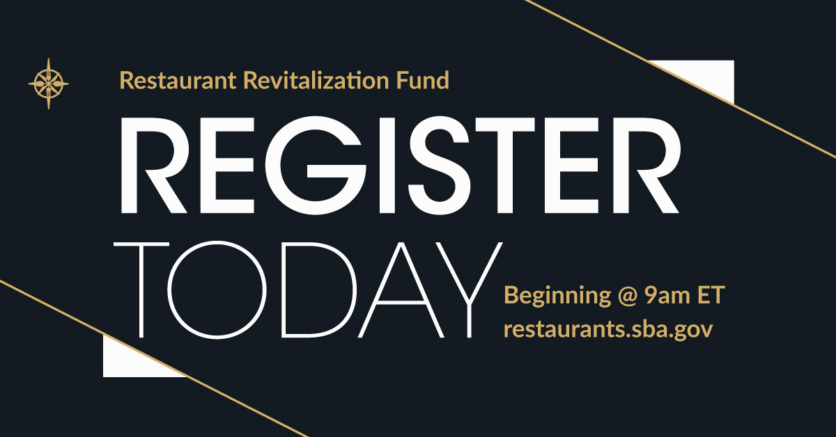 FullCourseOfcl's tweet image. Today&apos;s the day! Registration for the Restaurant Revitalization Fund opens at 9am ET.  restaurants.sba.gov