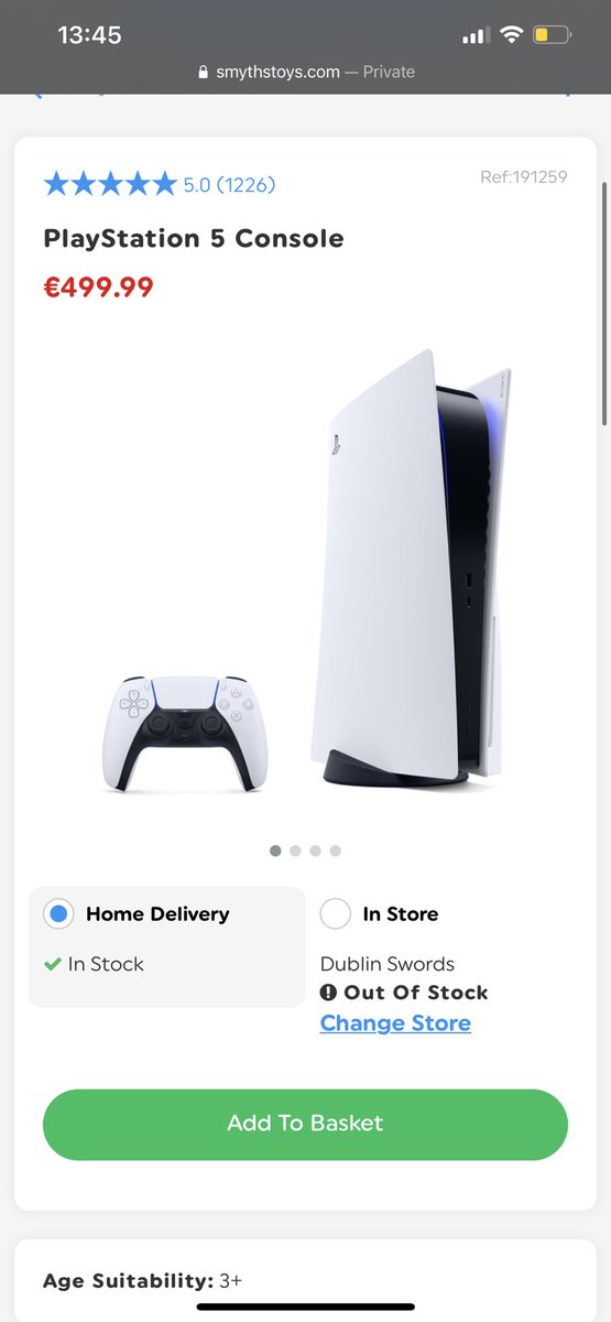 Something very odd going on at Smyths 🤔 right now. It appears to be live for some people and not for others! Using incognito mode seems to trigger it. Like I did here 👇

I’ll be keeping an eye out for when it’s stable! 🧐