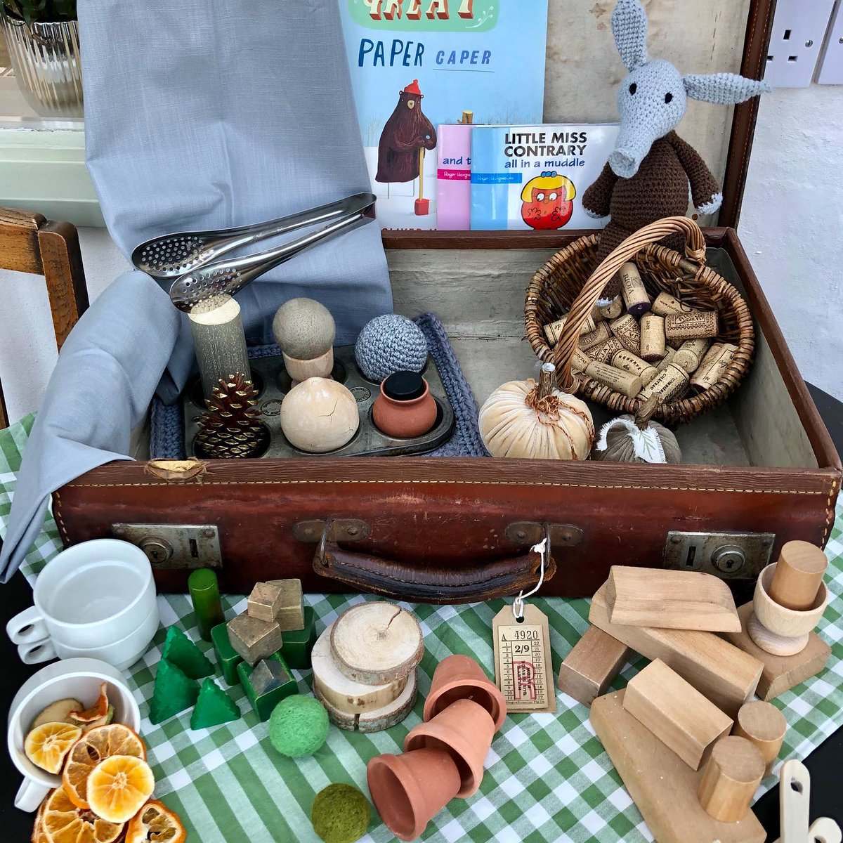 Look at this amazing Case for play from <a href="/BrumScrapstore/">Scrapstore Birmingham</a> 
Vintage case full of texture &amp; a delight for the senses. 
Perfect play resources for nursery settings or home. Encouraging children with creative play &amp; exploration. 
Includes vintage tablecloth &amp; 2 handmade aprons too!