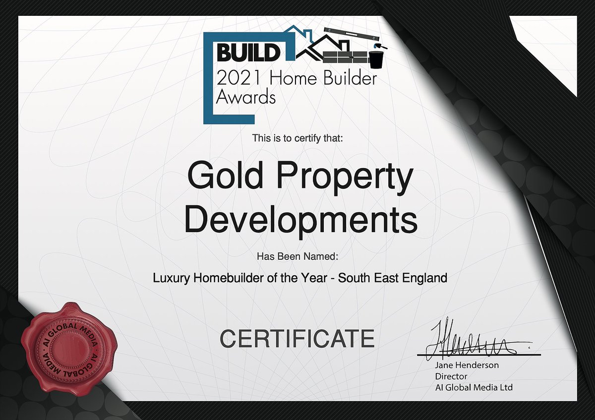 Goldpdltd's tweet photo. We've WON!
We are pleased to announce we have won the award for Luxury Homebuilder of the Year South East England at the @Build_Magazine 2021 Home Builder Awards for the second year in a row! 🏆 🏆 🎉 🎉
More: https://t.co/3r8qMZNbcI
#homebuilder #newbuildhomes #buildawards https://t.co/3bUAkA1gt4