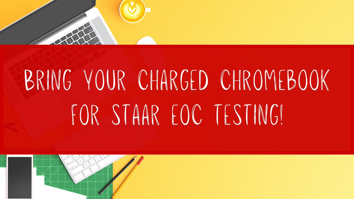 STAAR EOCs will be next Tuesday, Wednesday, and Thursday. Be sure you have a charged Chromebook!! Testing should be done by "C" lunch.
#phs_spartans #ncisd
Tuesday - US History EOC
Wednesday - Algebra 1 EOC
Thursday - Biology EOC
Good Luck, Spartans!