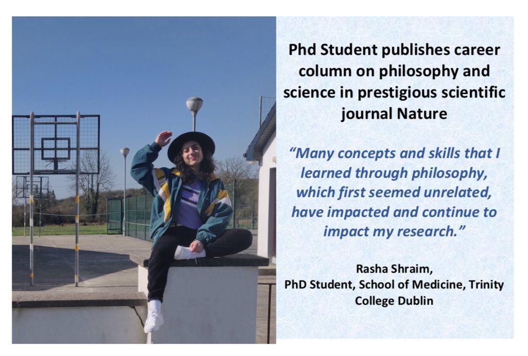 School of Medicine (@trinitymed1) on Twitter photo <a href="/TrinityMed1/">School of Medicine, Trinity College Dublin</a> PhD researcher Rasha Shraim @rashabun wowed her colleagues by publishing in Nature just 7 months into her PhD! In the Nature career column, she describes the common ground between Philosophy and Science <a href="/GenomicsCRT/">Genomics Data Science - SFI CRT</a> <a href="/linazgaga/">linazgaga</a>
Read more here: tcd.ie/medicine/resea… <a href="/TrinityMed1/">School of Medicine, Trinity College Dublin</a> PhD researcher Rasha Shraim @rashabun wowed her colleagues by publishing in Nature just 7 months into her PhD! In the Nature career column, she describes the common ground between Philosophy and Science <a href="/GenomicsCRT/">Genomics Data Science - SFI CRT</a> <a href="/linazgaga/">linazgaga</a>
Read more here: tcd.ie/medicine/resea…