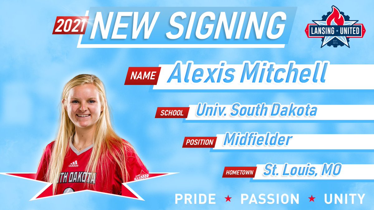 LansingUnited's tweet photo. Welcome back @2sixela!  A key member of the hoops since 2018 and a stalwart in our midfield.  Alexis just completed her career for @SDCoyotesSoccer leading them to the Summit league semifinals.  
#pridepassionunity https://t.co/6xmQ30RyPD