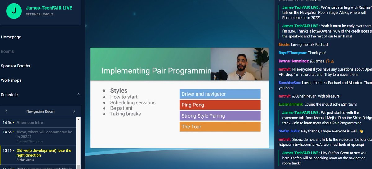TechFairLive's tweet photo. Glad to be joined now by @mejiamanuel57 speaking about Pair Programming at #TechFAIRLIVE
Join us in there: https://t.co/ri8EWypFAm https://t.co/GJe6DiqQ17