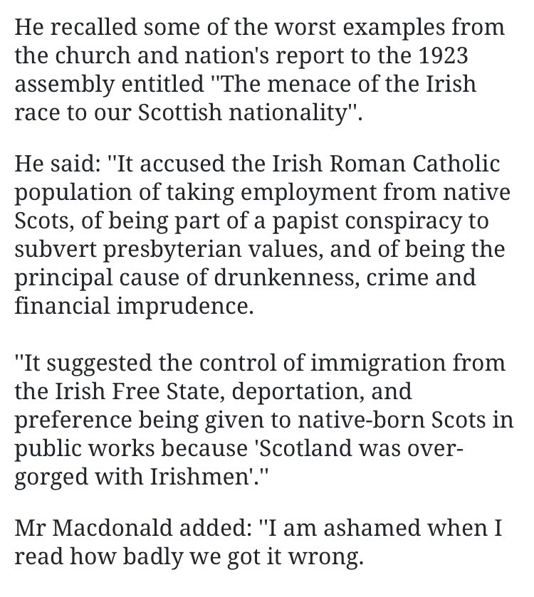 22)In 2002 the Church of Scotland apologised for Menace Of The Irish Race.