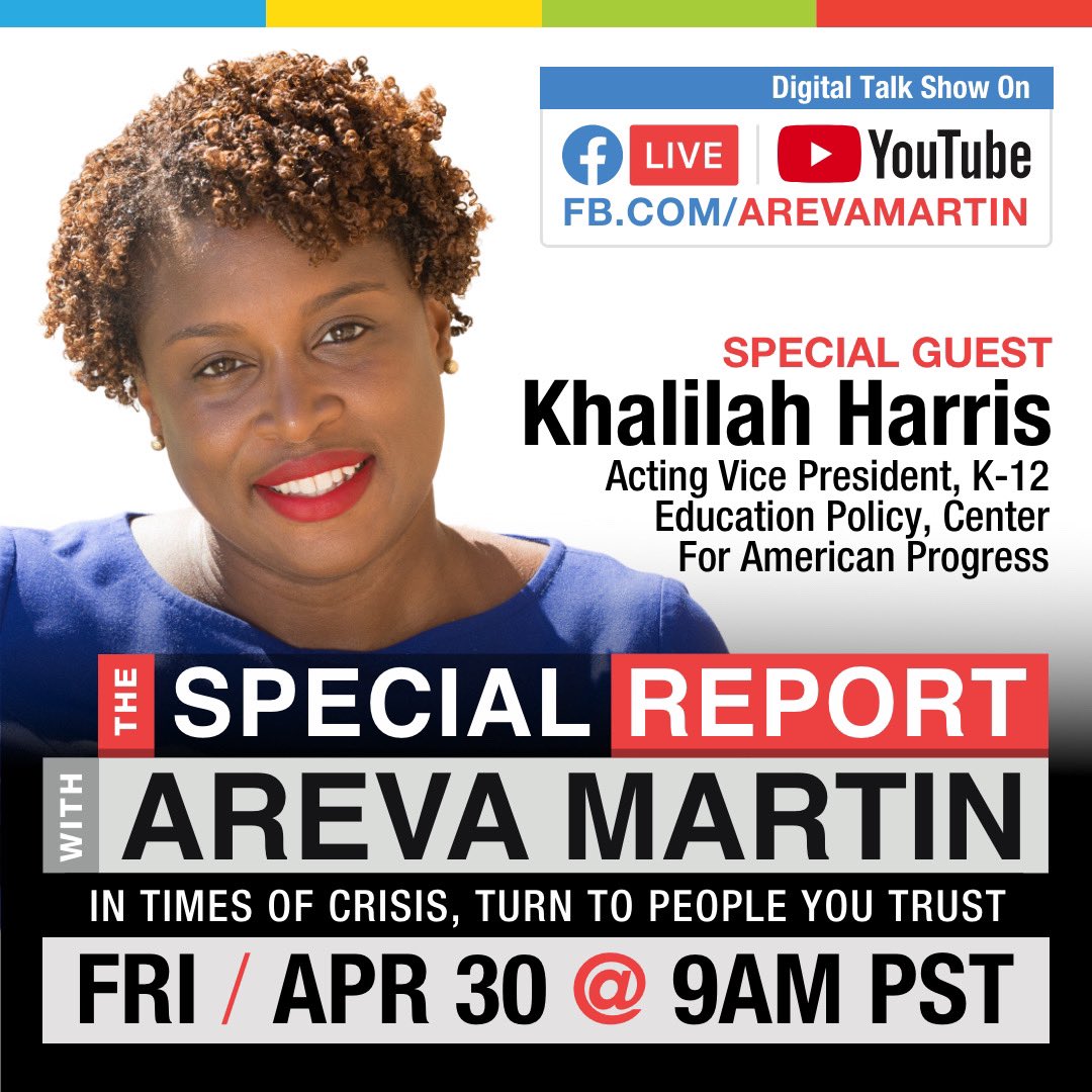 TODAY: Join me at 12pm EST on the Special Report with @ArevaMartin along with some amazing educators discussing how schools are supporting students through racial injustice, the #ChauvinVerdict and using culturally relevant instruction.