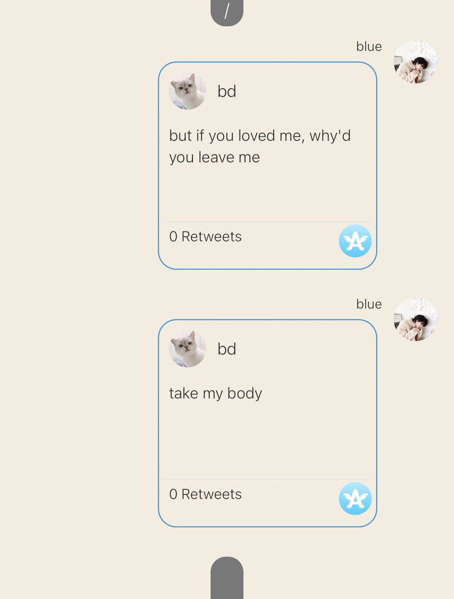 “ถ้าหากว่าเธอรักฉัน แล้วทำไมเธอถึงได้ทิ้งกันไป”

“เอาร่างกายฉันไป”

เอาล่ะอีดีฟเตรียมเป็นหมาเลยเร็วๆนี้น้องบลูหนีแน่ๆ คนเรามันจะแตกสลายได้กี่ครั้ง จริงๆครั้งเดียวมันก็เกินพอแล้ว 
 #vowjt