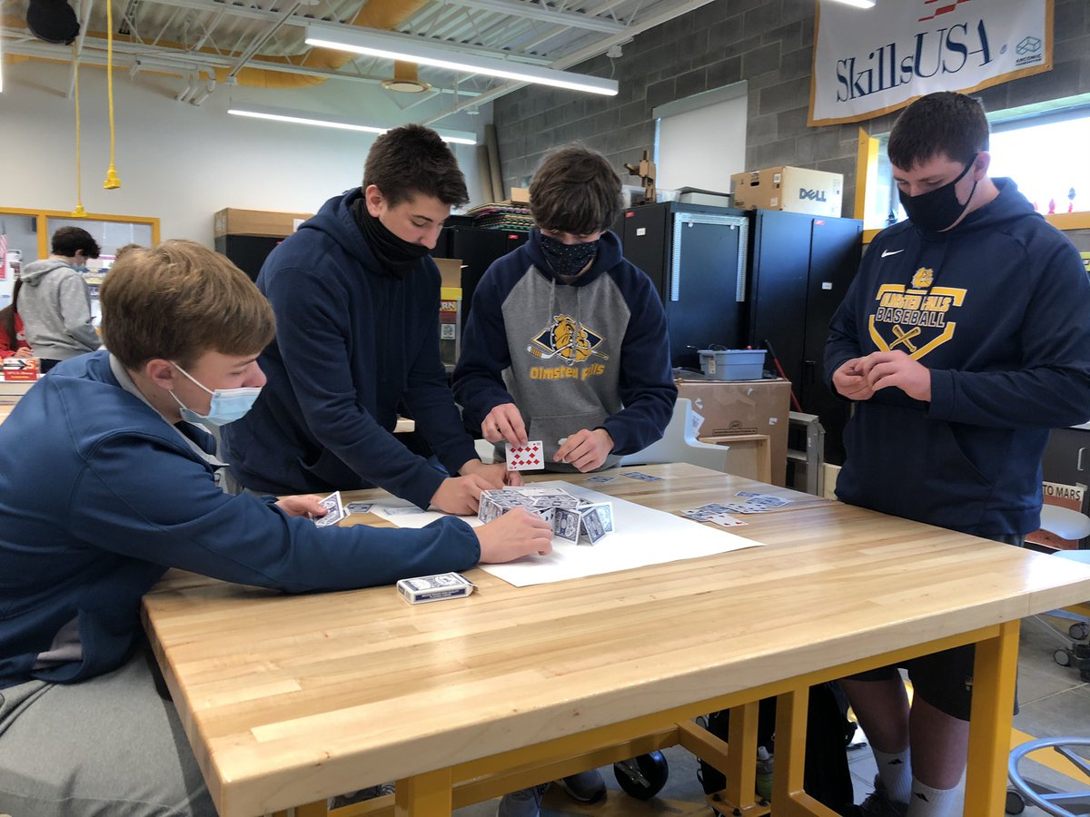 MichaelHaydn4's tweet photo. Engineering Card towers this morning @OFCSSuper @OFHSLeoSpagnola @polariscareer @PLTWorg https://t.co/u33xa2Fp7T