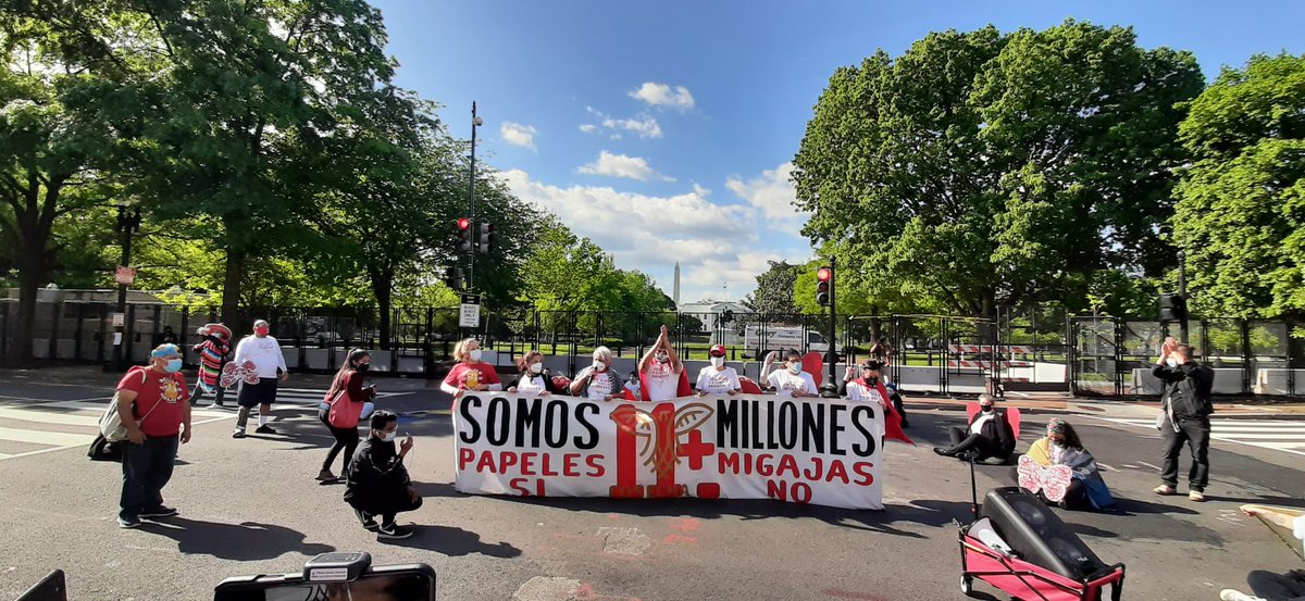 HAPPENING NOW: A group of over 40 immigrants and allies are risking arrest and shutting down traffic outside White House. On the 100th day of the Biden administration, undocumented immigrants are risking their own deportation to demand PAPERS, NOT CRUMBS!