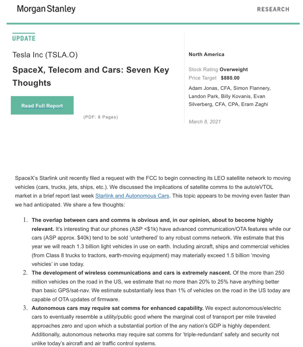 8/ Wait! What devices can't be served with two way communications by fiber and will need ubiquitous access to connectivity ? Maybe devices that have wheels that "go round and round"? Planes, trains and automobiles?