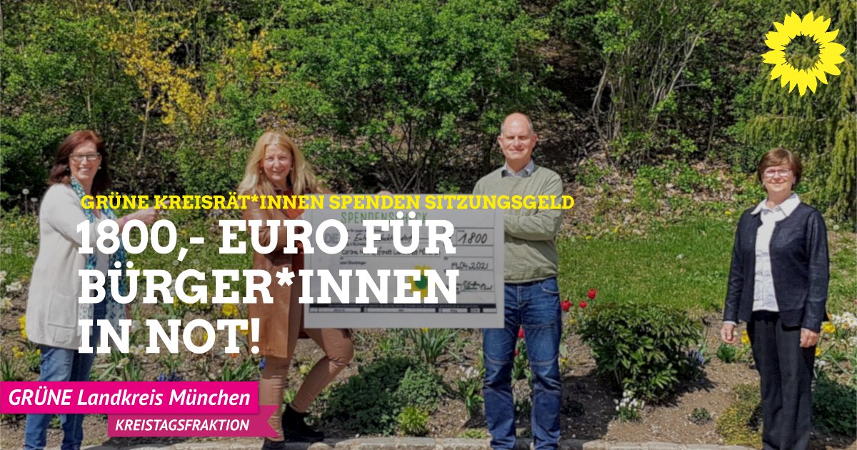 CORONA-NOTHILFEFONDS des Landkreises München. 💚🤝
Wir sind wahnsinnig stolz! Unsere Grünen Kreisrät*innen haben mindestens ein Sitzungsgeld gespendet. So sind insgesamt 1800, - Euro zusammengekommen! Jetzt auch spenden!
landkreis-muenchen.de/coronahilfe