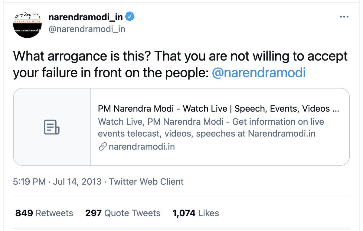 beastoftraal's tweet photo. How would the 2021 Modi respond to this righteous anger from 2013 Modi? Or would he prefer tougher questions like, "Kya aap aam khate hain?"? https://t.co/kbrDFsDwnj