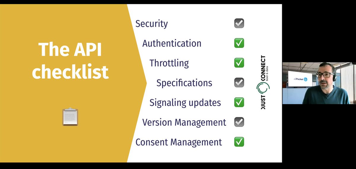 DjustConnect's tweet photo. APIs helder uitgelegd door @stephane_jans van @itpocket. "DjustConnect neemt heel wat zorgen weg van agrofoodbedrijven, blijkt uit deze API-checklist", aldus Stephane.
Webinarreeks in het kader van het API-Economie project met steun van @VLAIO_be 
@ILVOvlaanderen @NEFERTITI_EU https://t.co/Gi989SApIw