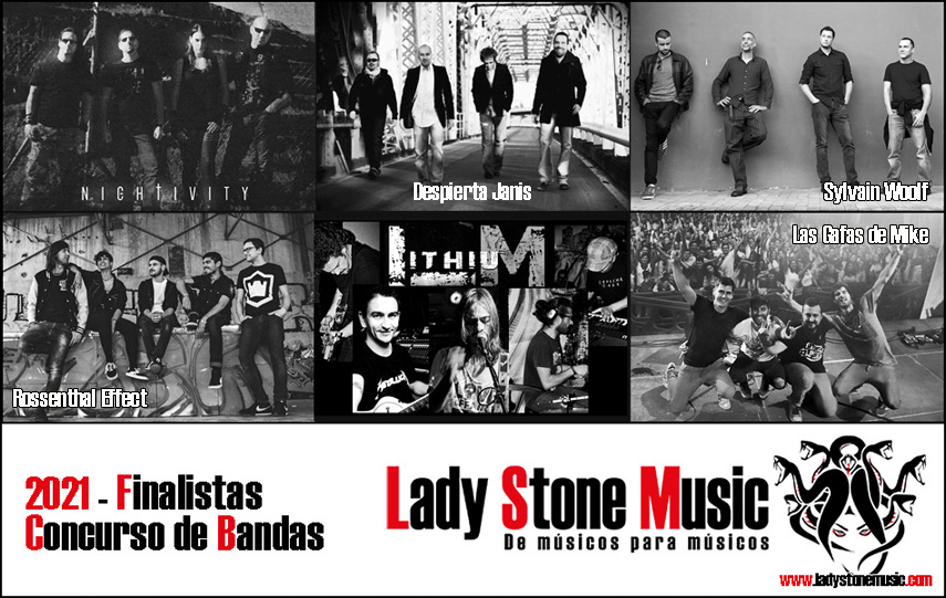 💥 ¡¡Anunciamos los finalistas del concurso de bandas de Lady Stone Music!! 💥

Los finalistas son:
- <a href="/GafasdeMike/">Las Gafas de Mike</a>  
- Lithium
- <a href="/rosenthalsound/">Rosenthal Effect</a> 
- Nightivity
- <a href="/SylvainWoolf/">Sylvain Woolf</a> 
- <a href="/DESPIERTAJANIS/">DESPIERTA JANIS</a> 

Estad atentos, el 21 de mayo diremos quien pasará a formar parte de nuestra familia.
