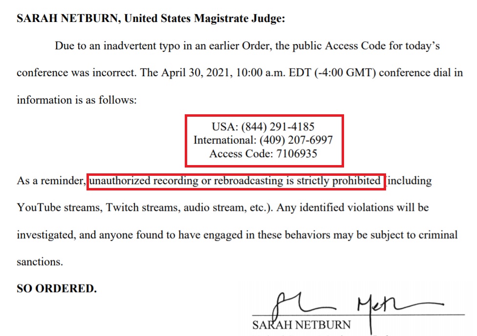 CryptoLawUS's tweet photo. Public access to this morning's hearing on @SEC_Enforcement v. @Ripple (updated this morning by Judge Netburn) 👇 https://t.co/t03UpobJnA