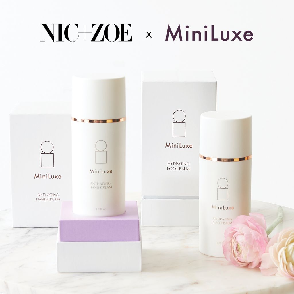 NIC+ZOE is teaming up with clean beauty brand MiniLuxe this Mother’s Day. Visit the store now to receive a luxury gift set with any $300+ order. The set includes an Anti-aging Hand Cream and Hydrating Foot Balm from MiniLuxe This offer is valid now through Mother's Day (5/9).