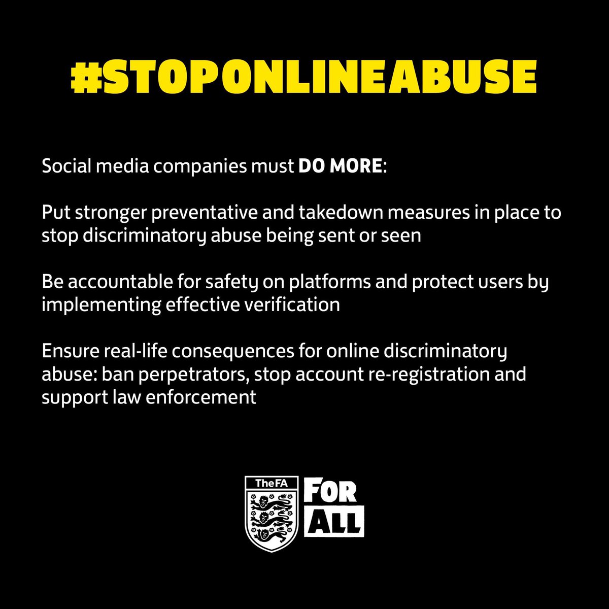 We play Trimpell Res away tomorrow but no updates this weekend as English football, alongside other sports, organisations and individuals will switch off social media accounts from 3pm today until 11.59pm on Monday 3 May

Social media companies must do more to #StopOnlineAbuse