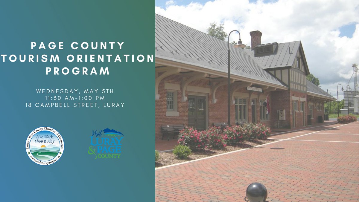 LurayPageCoC's tweet photo. Wednesday, May 5th, from 11:30 AM-1:00 PM is our Page County Tourism Orientation Program.  RSVP by Monday, May 3rd for a chance to learn about the great things Page County has to offer, as well as a free pizza lunch!

#visitluraypageva #tourism #pizza #joinus https://t.co/VovigMpZkk