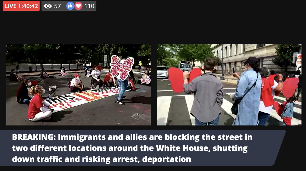 Undocumented immigrants and allies are currently blocking streets in two different locations around the White House, shutting down traffic. We are not waiting around any more — we demand papers for all, NOT crumbs.