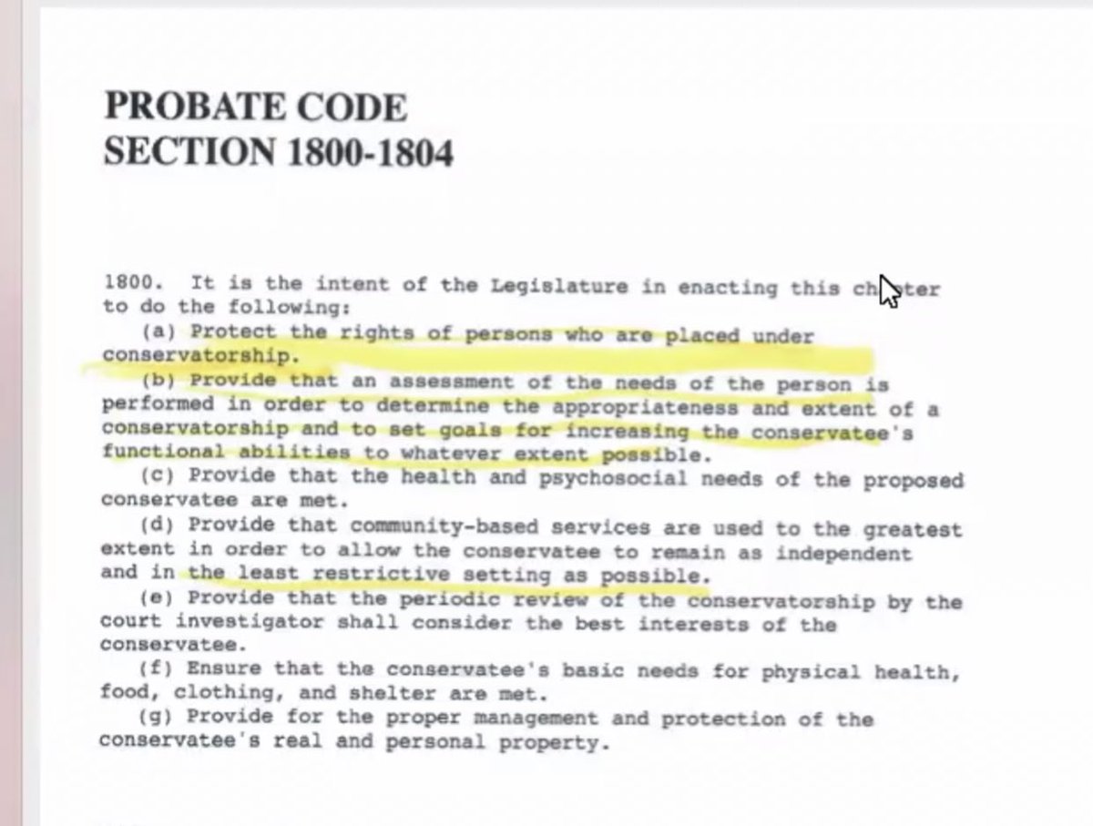 -qualified to be under a cship, conservatorships are supposed to be the last resort, no other health care options were explored before going for the extreme option, in her own words she “was lied to and set up” and they violated almost all of her constitutional rights (2/4)