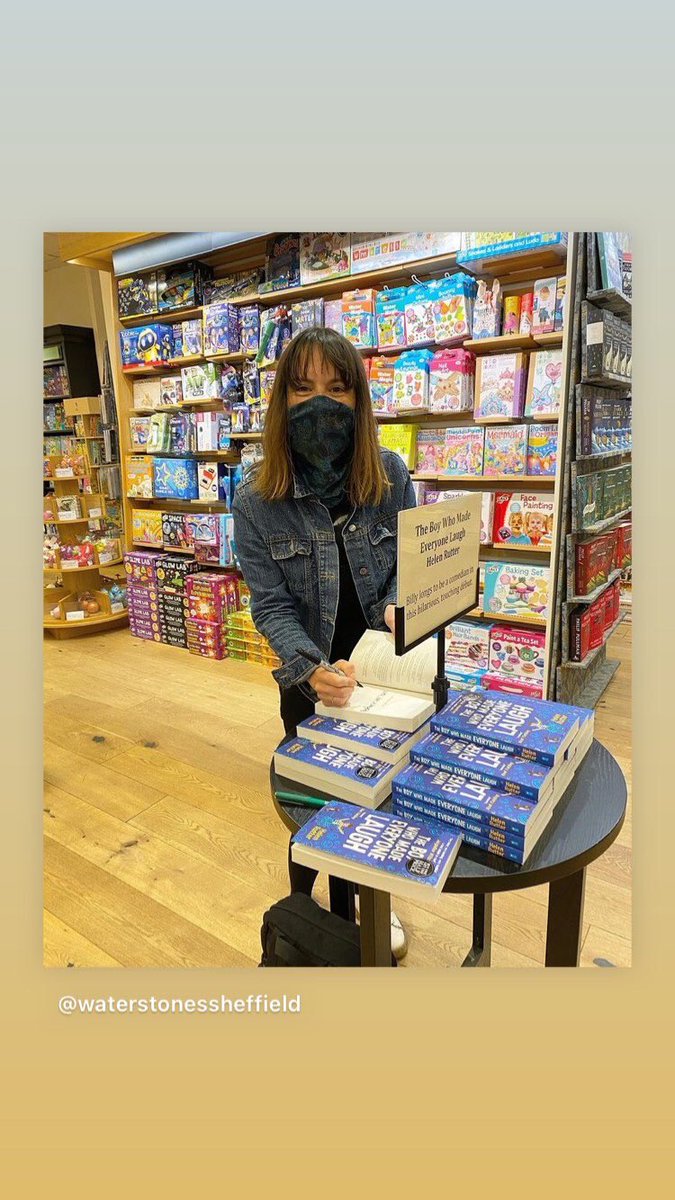 It’s probably a good thing that the mask is covering up my stupidly over excited little face as I sign books @WstoneSheffield Head down and grab a copy! ✍️