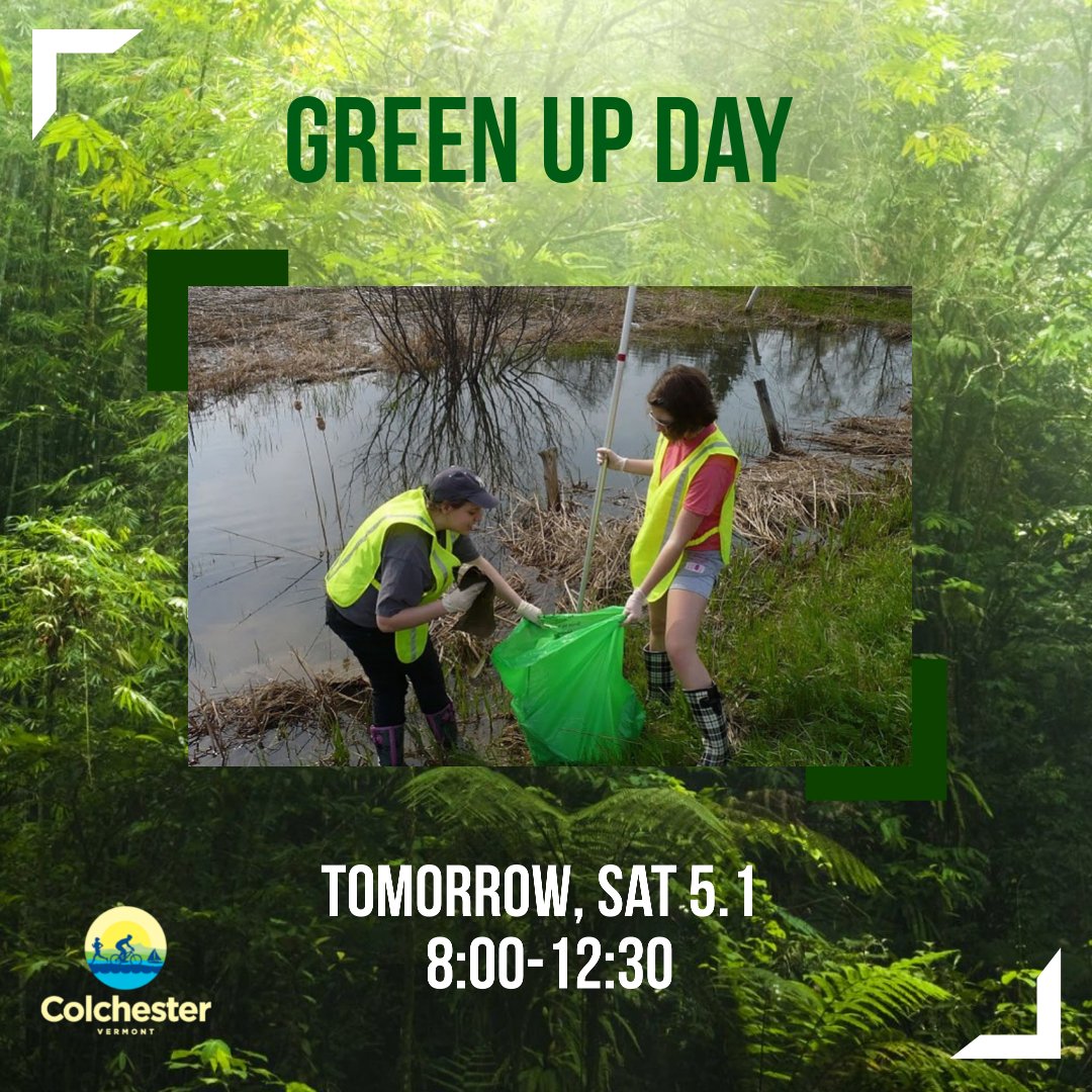 Colchester_VT's tweet image. Reminder: Green Up Day is tomorrow! The weather forecast shows clear, sunny skies after a rainy spring week, perfect for getting out and helping clean up our community. For more info, visit the link in our bio.