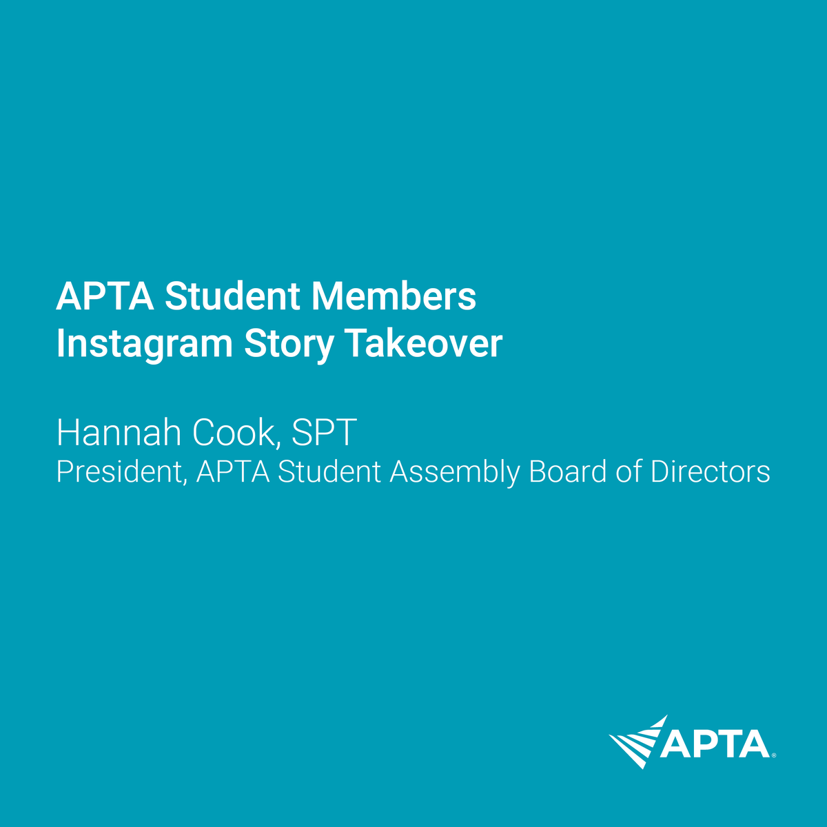 APTAStudents's tweet photo. Get to know your Student Assembly Board of Directors! Be sure to check out our Instagram stories today to hear more from your President, Hannah Cook, SPT.

#APTAStudents #SABoD https://t.co/LwNBc6PdGQ