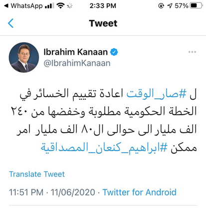 The attack did not end there, it moved to Parliament. The Finance & Budget Committee formed a subcommittee (لجنة تقصي الحقائق) tasked to assess the amount of lossesIbrahim Kanaan, the chair of both committees, opted to “reduce losses from LL240 billion to around LL80 billion.”