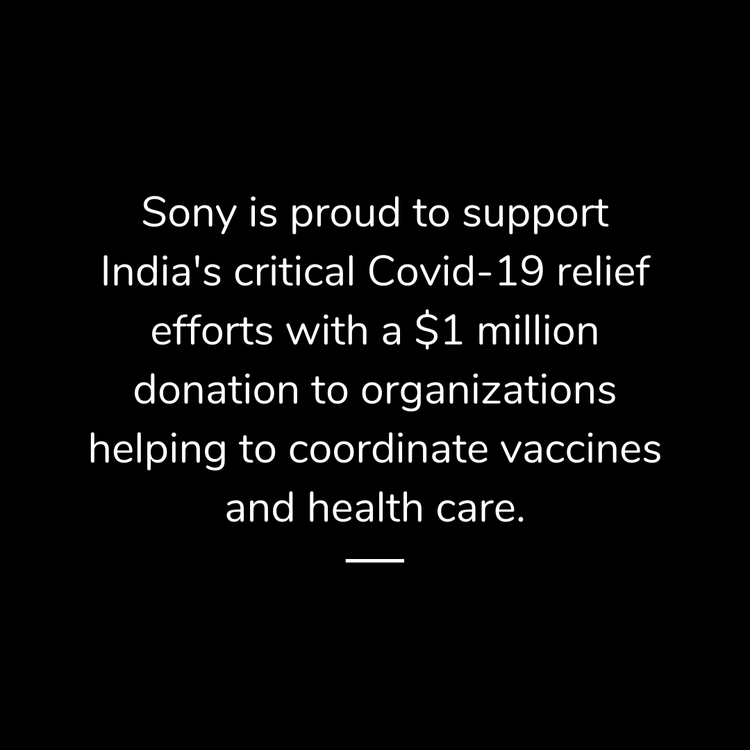 Sony's tweet photo. See how you can get involved &amp; find out more about how we’re supporting organizations with the Sony Global Relief Fund for Covid-19 https://t.co/uRM9HXrJq5 https://t.co/OOuBmK6XWS